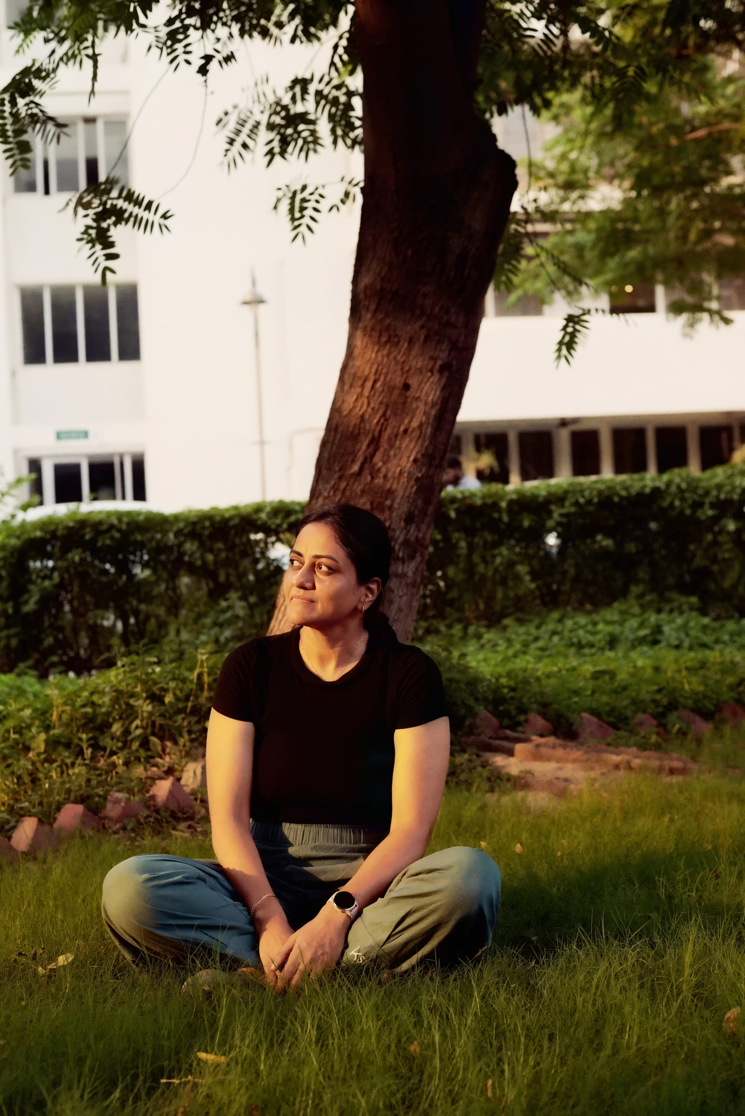 Sitting peacefully under tree